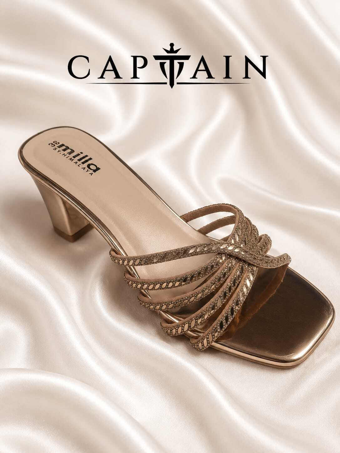 Multi-Strap Block Party Heel Sandals – Champagne Gold